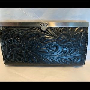 Patricia Nash Cauchy black tooled leather wallet